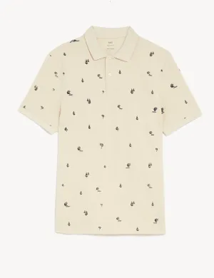 Pure Cotton Palm Print Polo Shirt