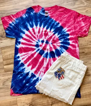 Red, White & Tie Dye Tee