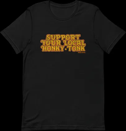 Rodeo Hippie Support Your Local Honky Tonk Black Tee