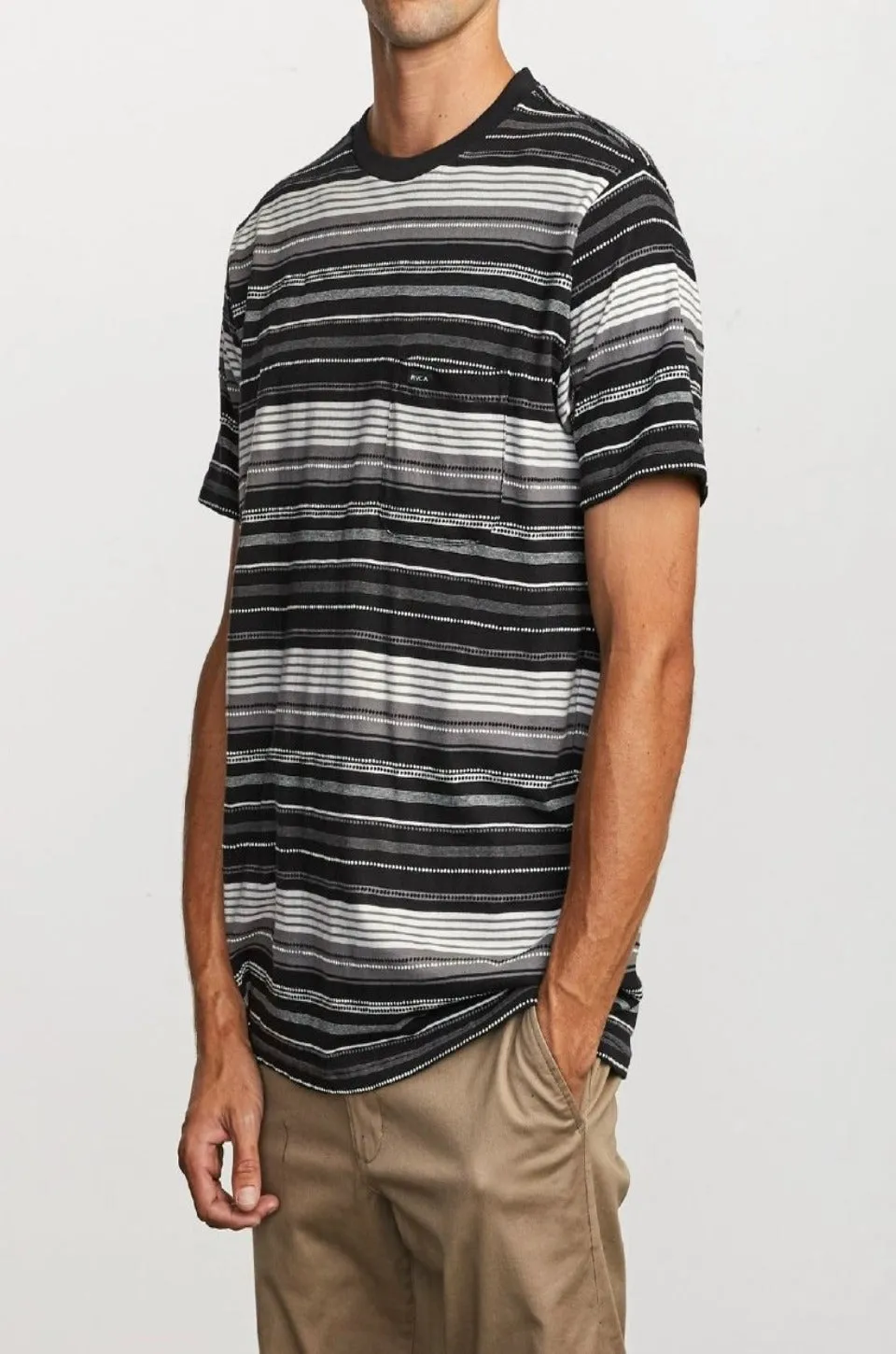 RVCA Deadbeat Stripe Short Sleeve Tee in Black