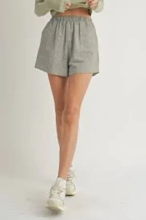 SADIE & SAGE-EFFIE STRIPED ELASTIC WAIST SHORTS-SAGE