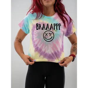 Salty Savage Ladies "BRAAAPPP" Spiral Tie Dye Crop Tee