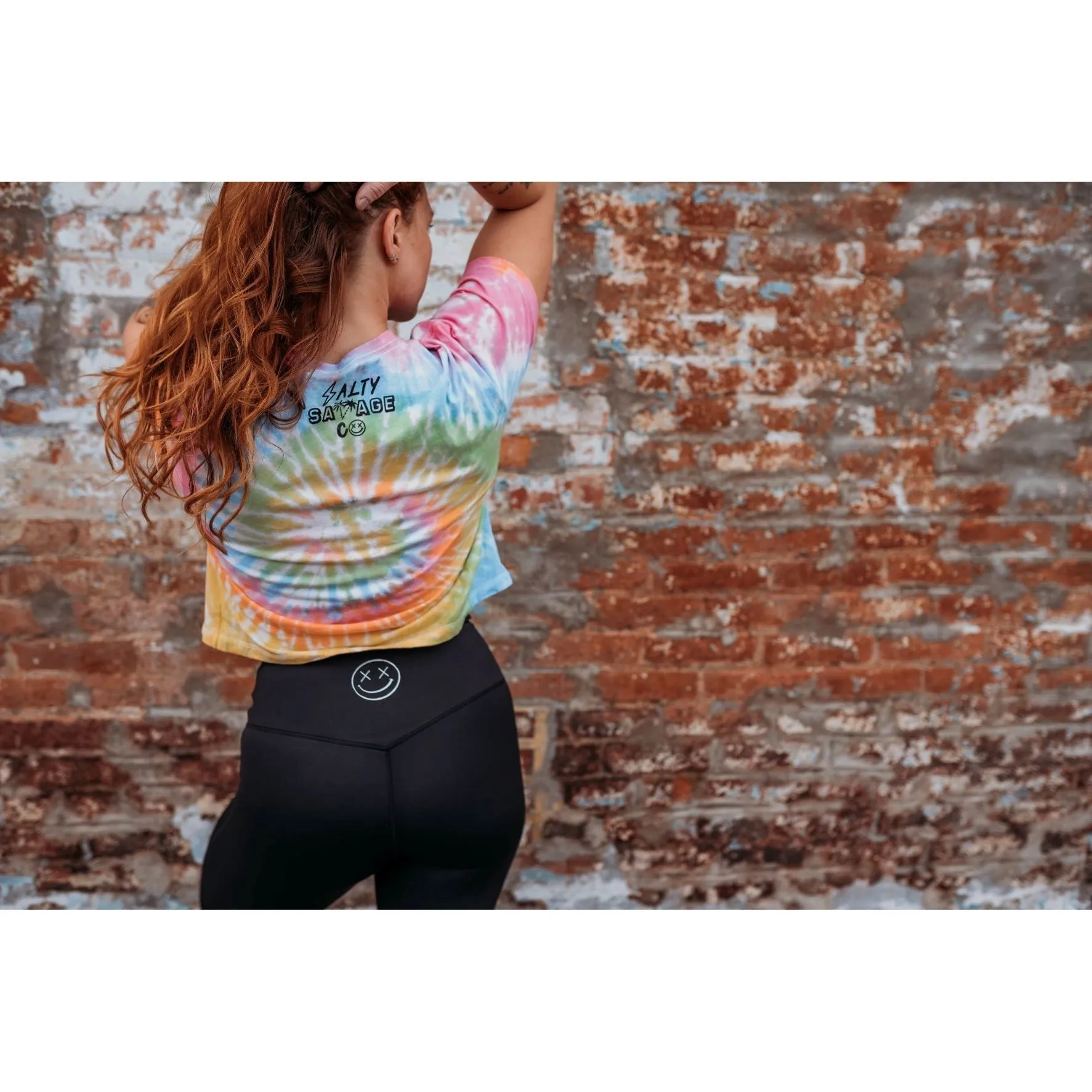 Salty Savage Ladies "Choosing Violence Today" Spiral Tie Dye Crop Tee