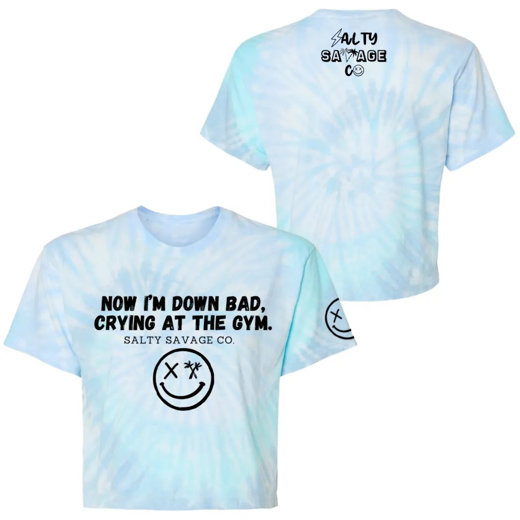 Salty Savage Ladies "DOWN BAD" Spiral Tie Dye Crop Tee