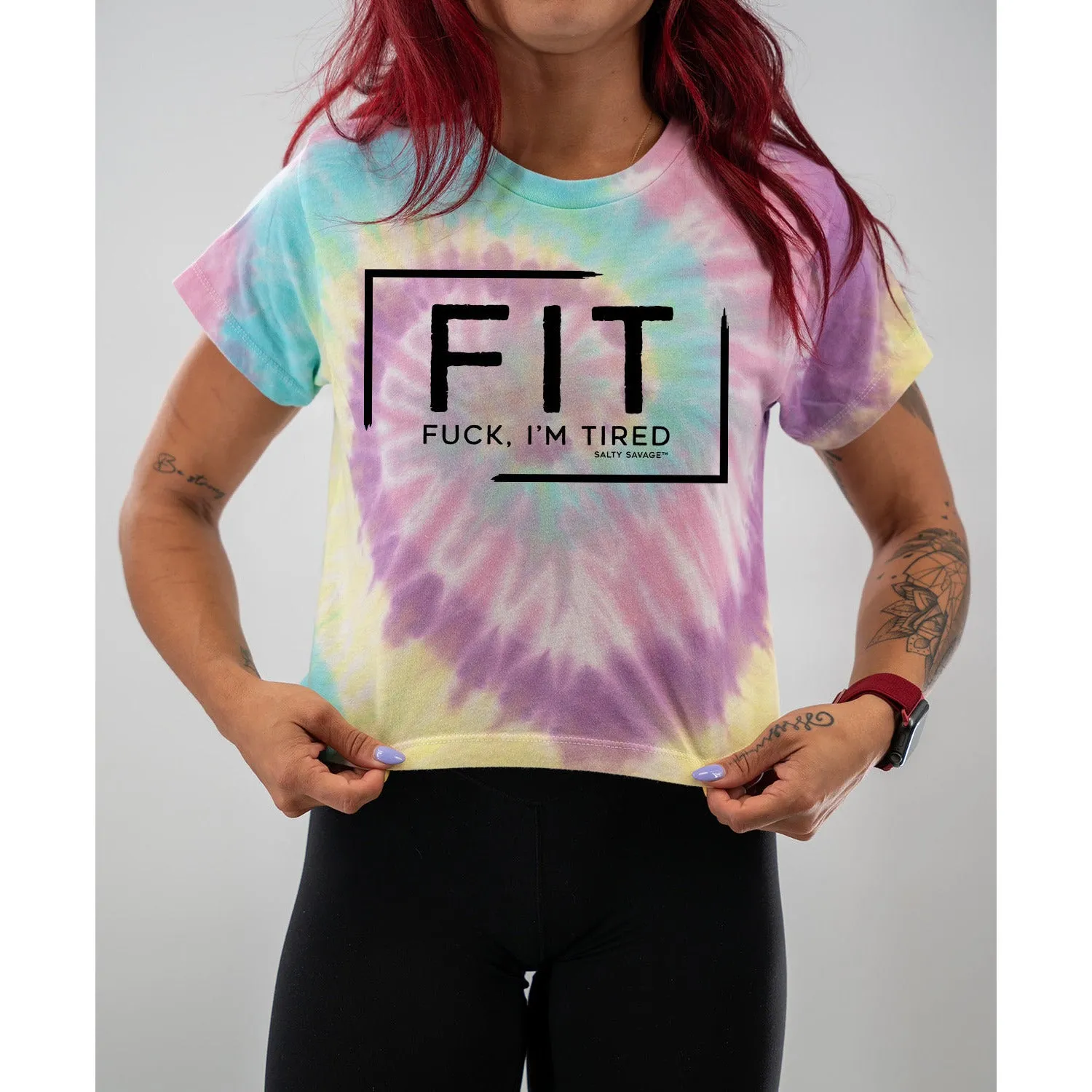 Salty Savage Ladies "FIT" Spiral Tie Dye Crop Tee