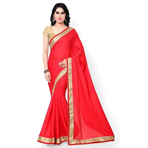 Sarvagny Clothings Red Jacquard Fashion Saree (RED-LATKAN)