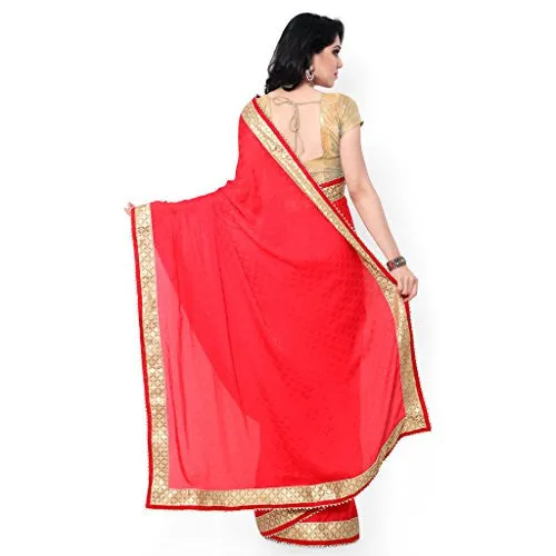 Sarvagny Clothings Red Jacquard Fashion Saree (RED-LATKAN)