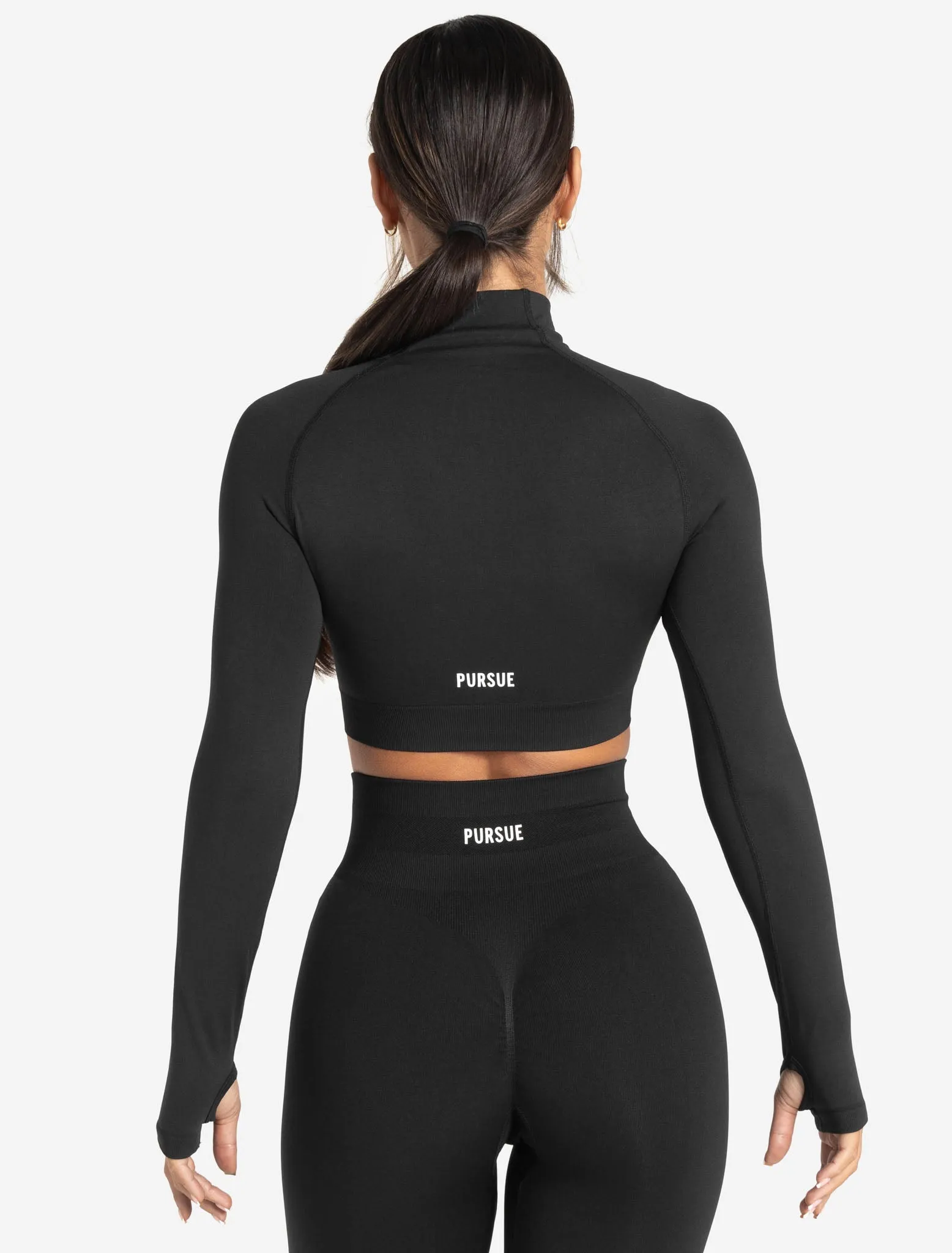 Scrunch Seamless Crop 1/2 Zip - Black