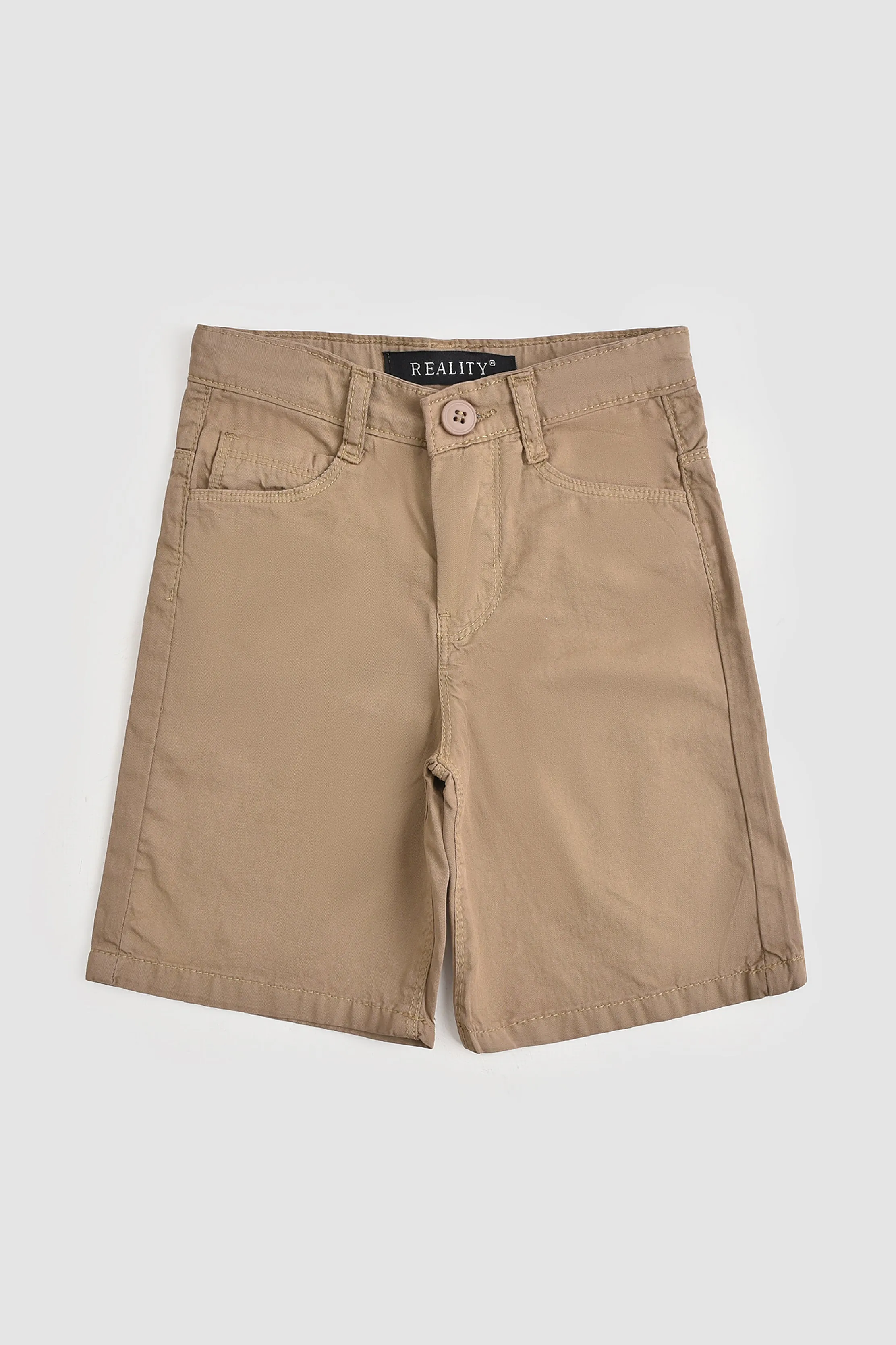 Solid Brown Cotton Short