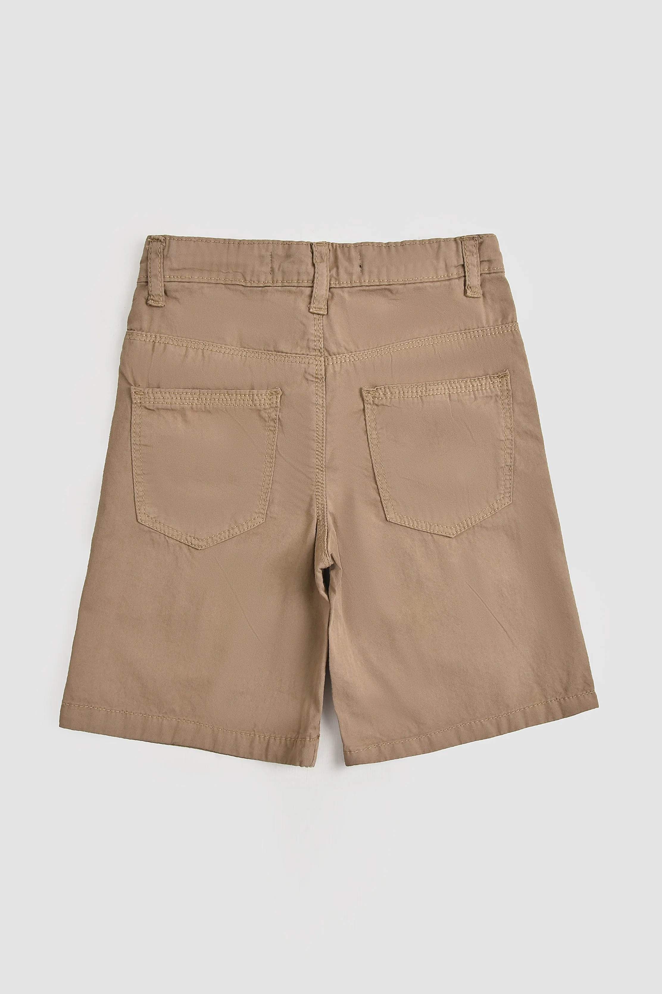 Solid Brown Cotton Short