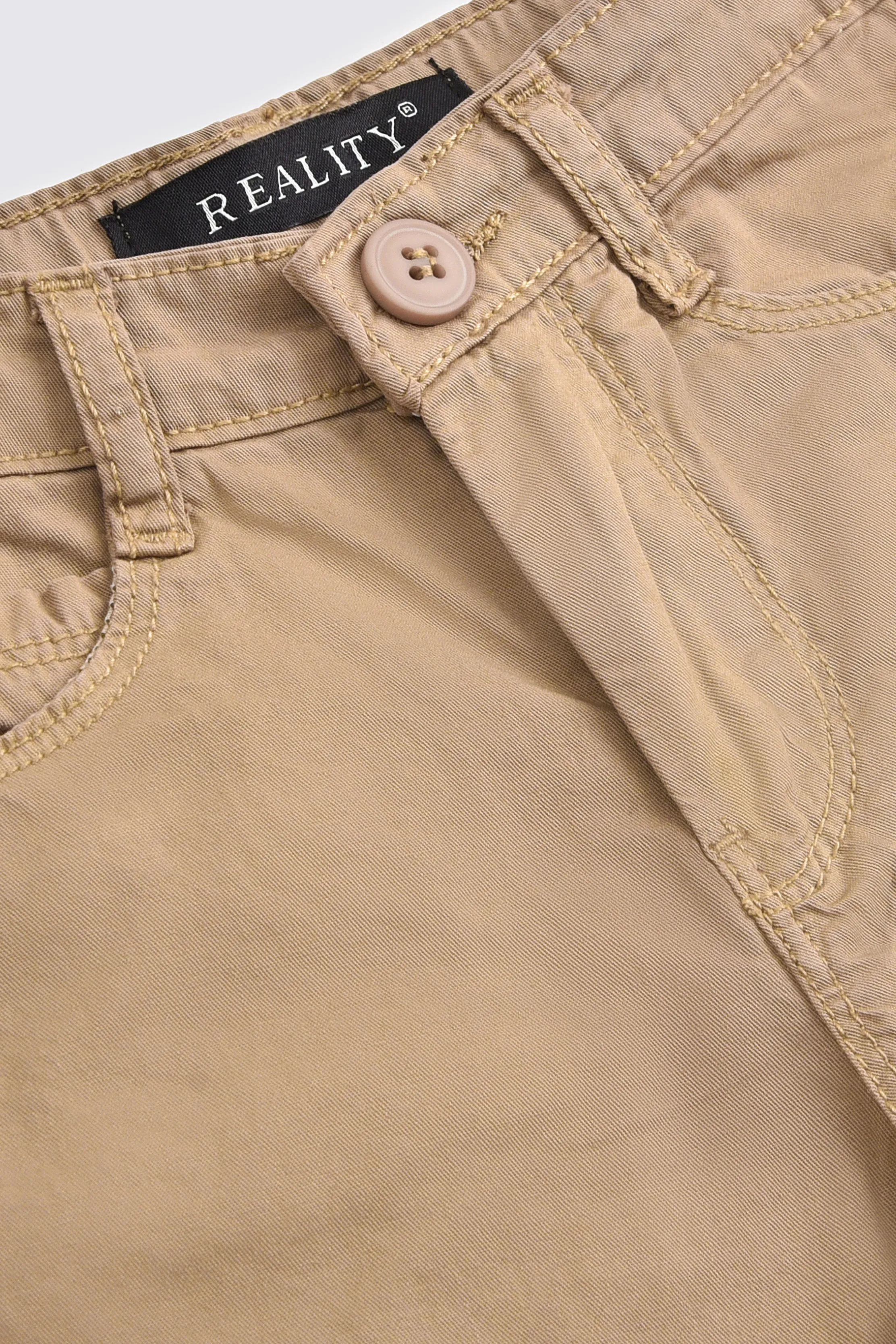 Solid Brown Cotton Short