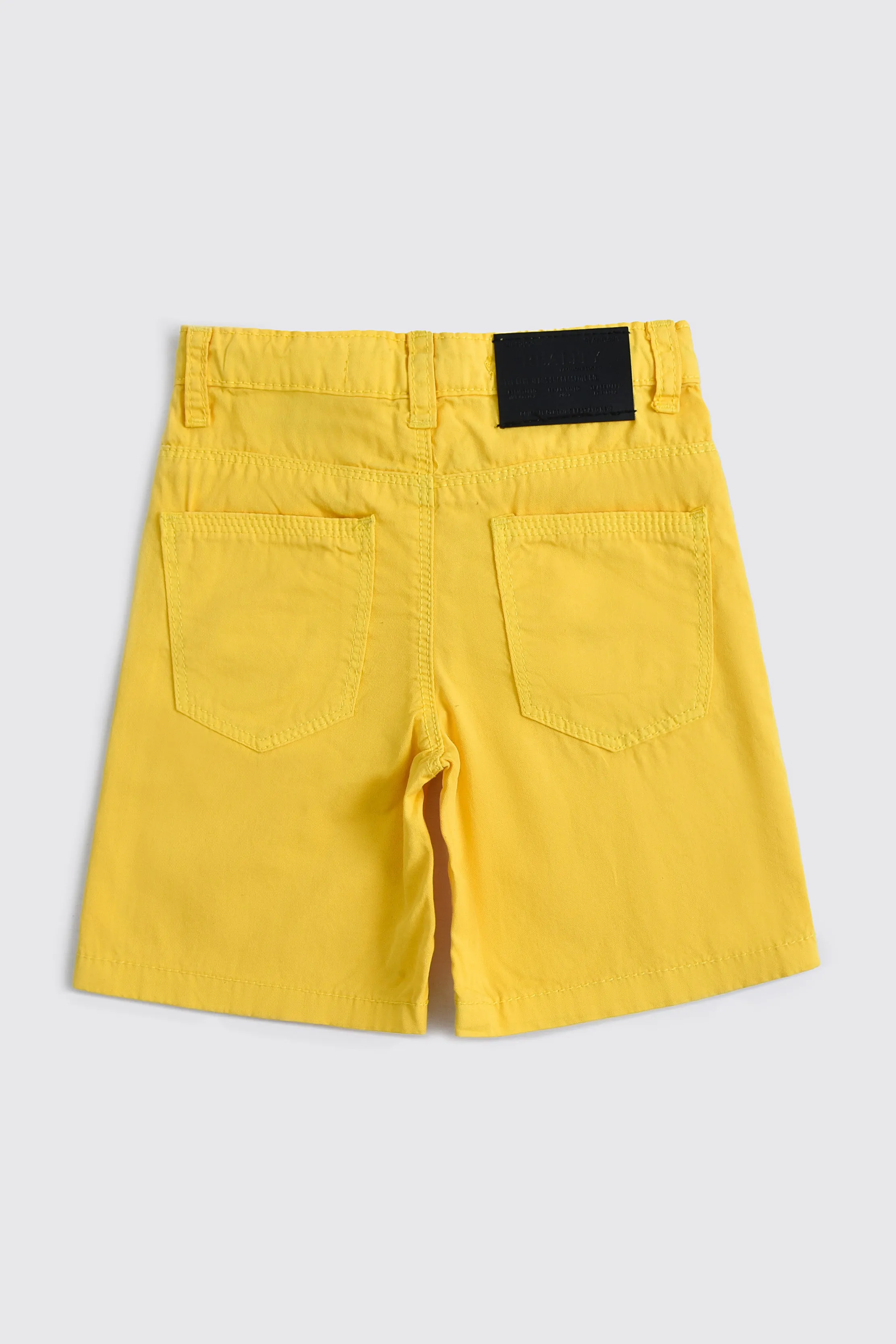 Solid Yellow Cotton Shorts