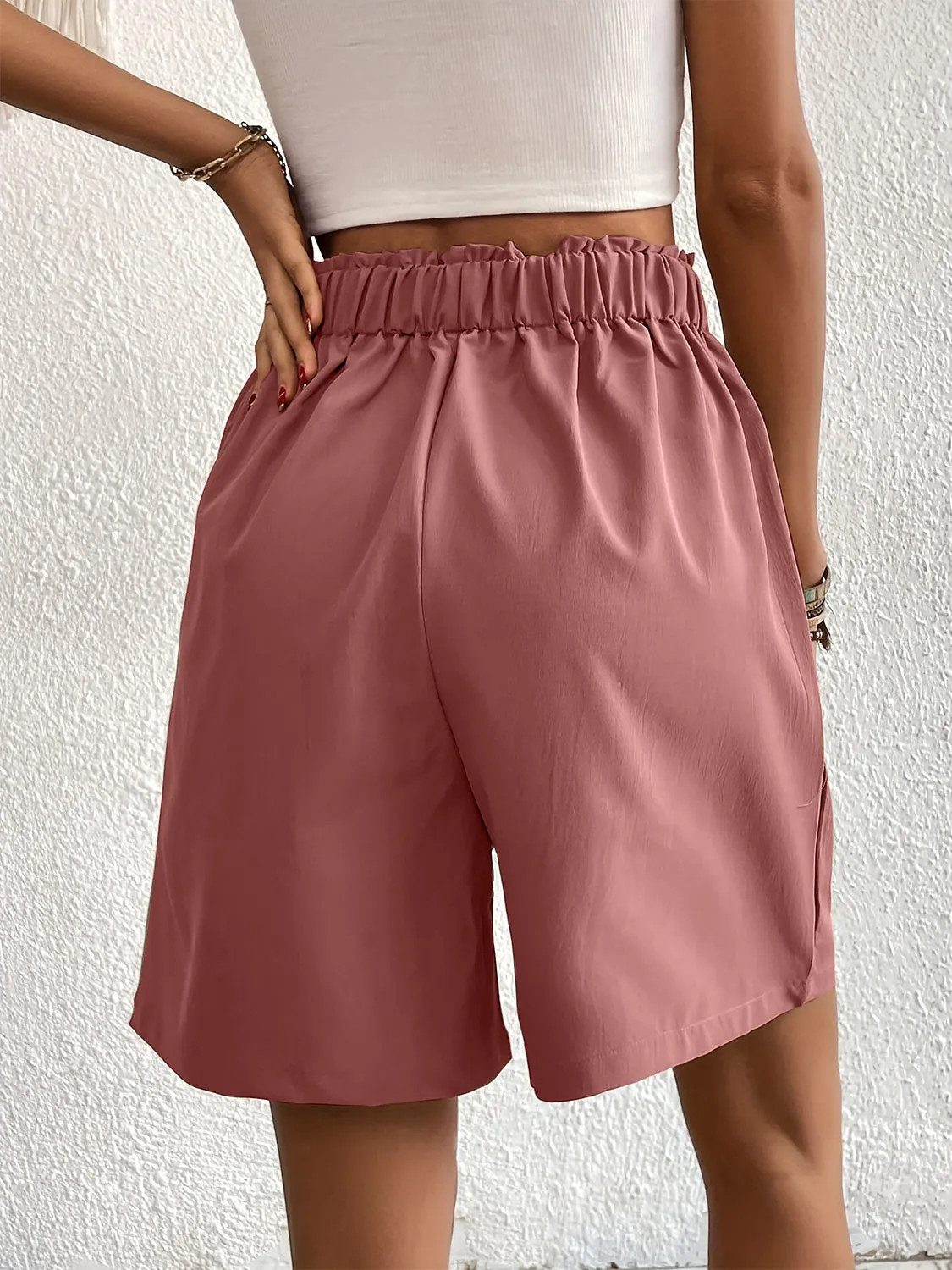 TEEK - Pocketed Half Elastic Waist Shorts